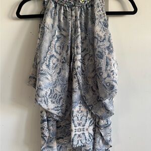 Jennifer Lopez Asymmetrical Blue and Gray Blouse